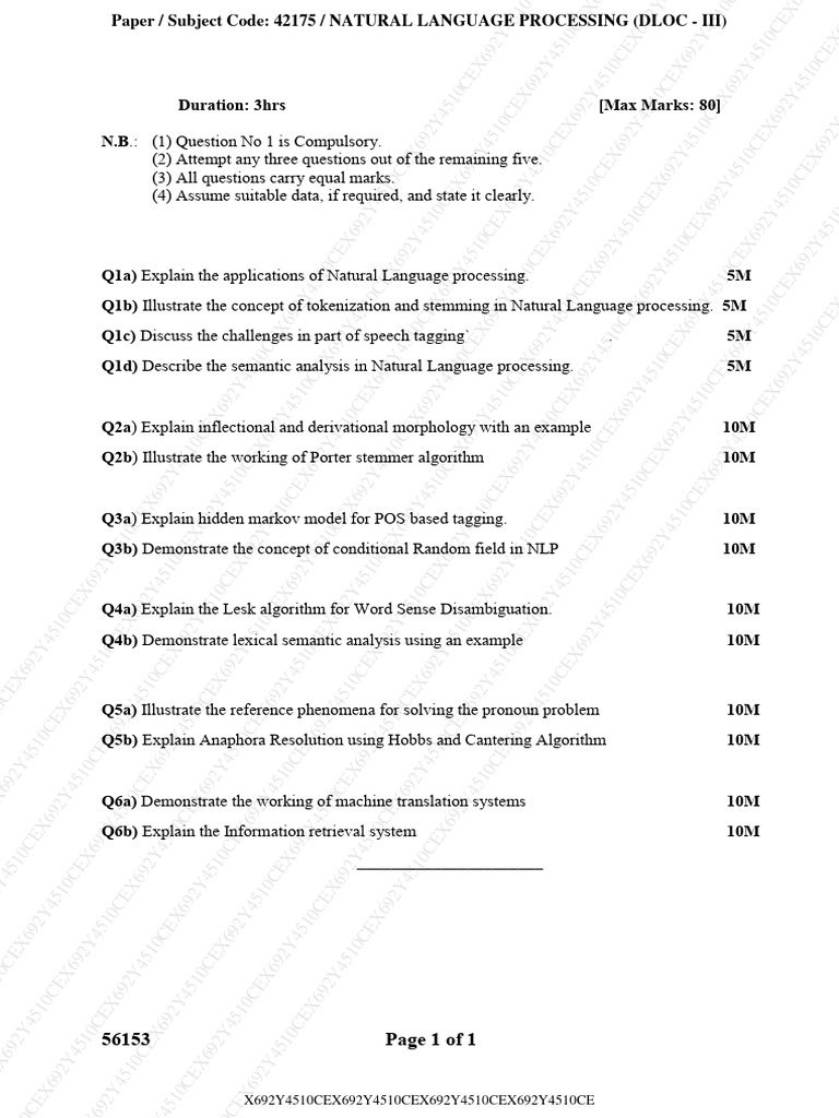 Comp Sem Vii May 2024 | PDF | Language Mechanics | Grammar