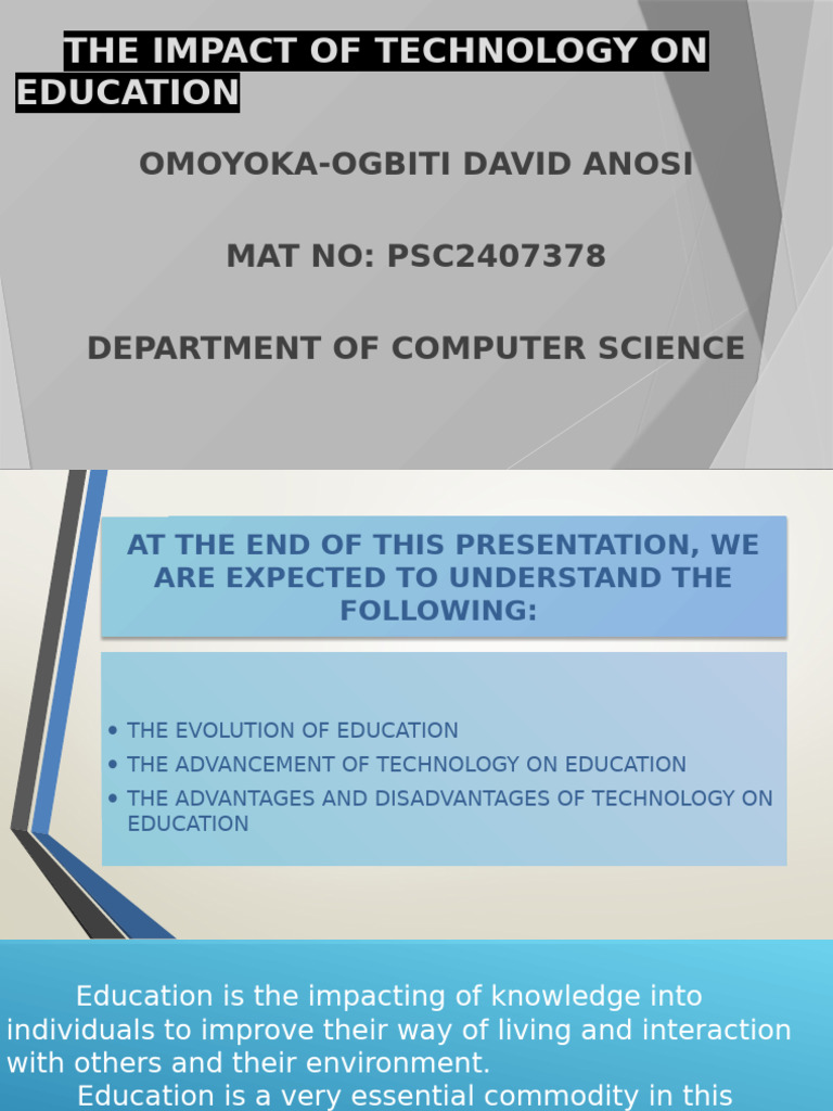 The Impact of Technology On Education | PDF | Educational Technology ...