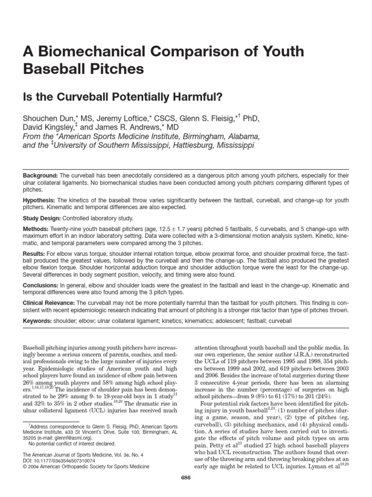 Youth Pitching Injuries: Curveball Risks | PDF | Anatomical Terms Of ...