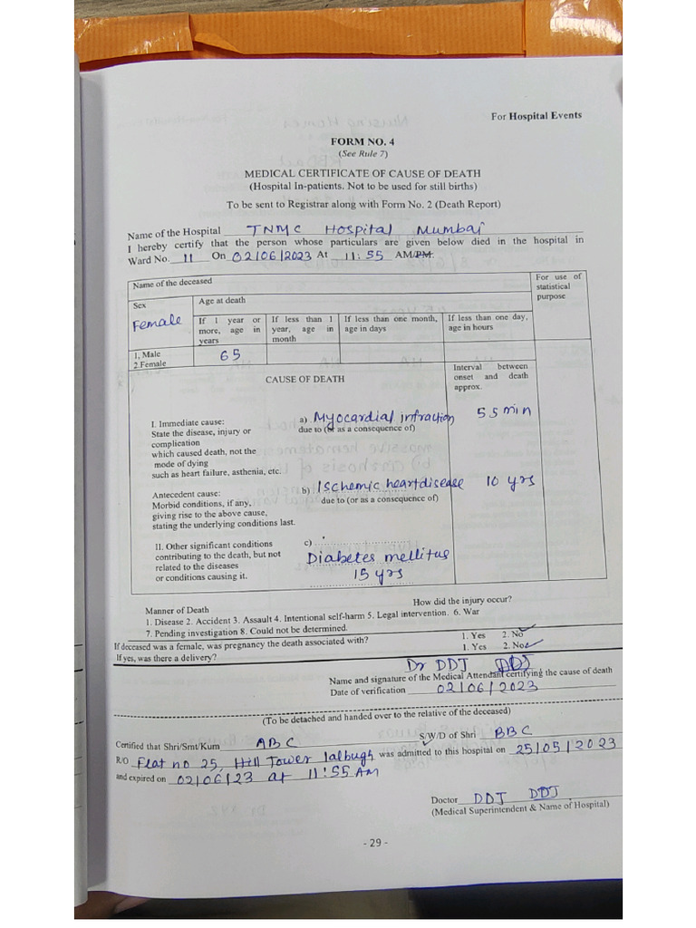 Medical Certificate of Cause of Death | PDF