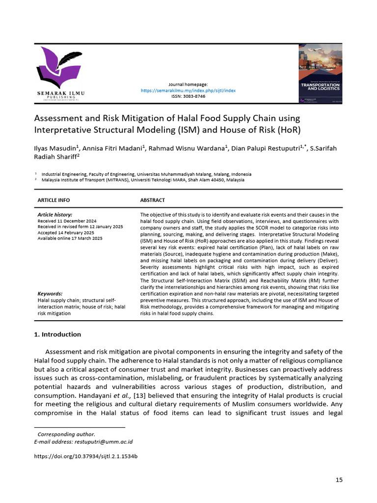 Halal Food Supply Chain Risk Assessment | PDF | Supply Chain | Risk ...
