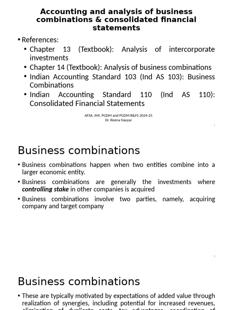 Business Combinations & Consolidation Guide | PDF | Mergers And ...