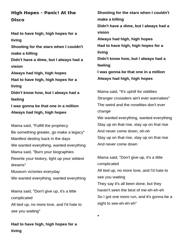 High Hopes - Panic! at The Disco | PDF