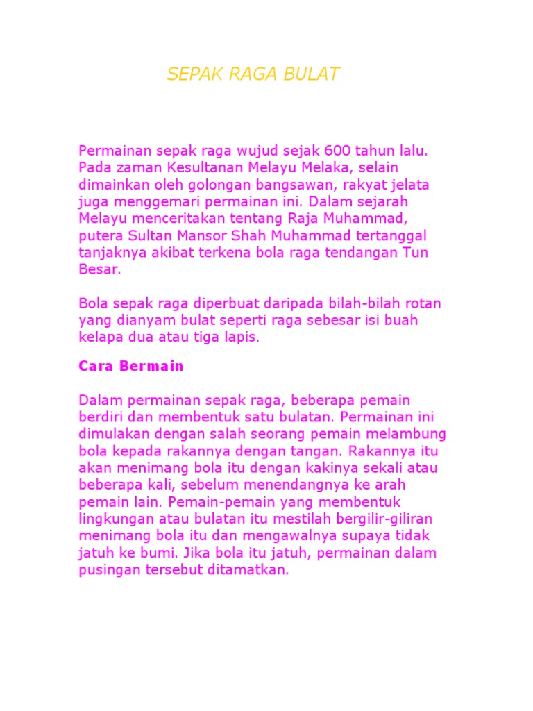 Sepak Raga Bulat | PDF
