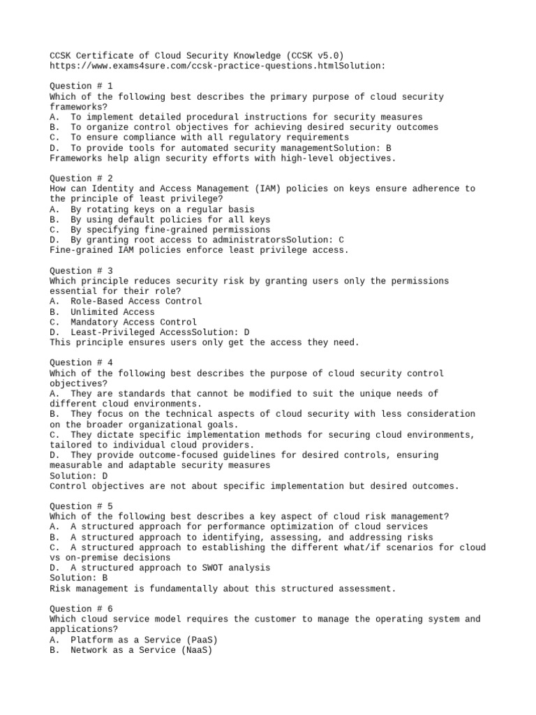 Free CCSK v5 Exam Dumps PDF Download | PDF | Cloud Computing | Computer ...