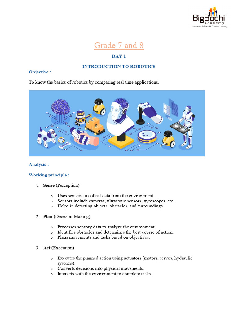 Introduction to Robotics for Grades 7-8 | PDF | Electric Motor | Light ...