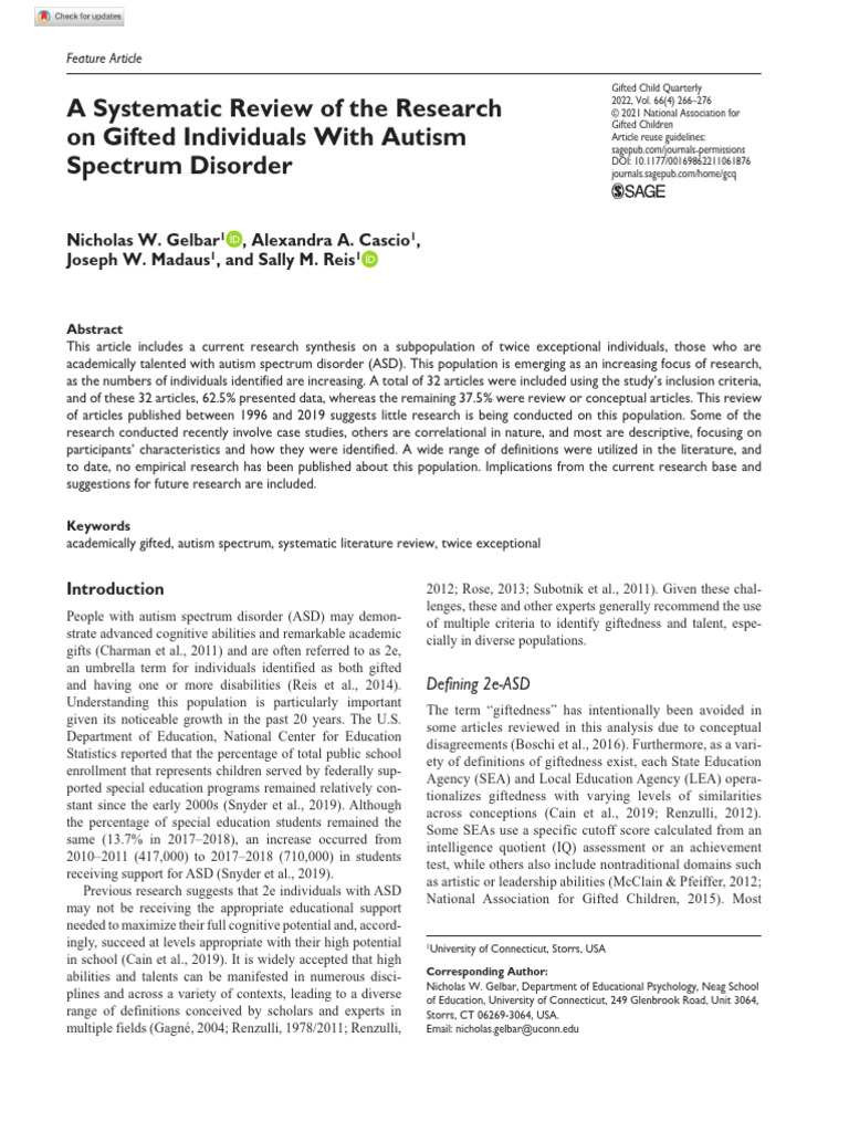 Systematic Review of 2e Individuals with ASD | PDF