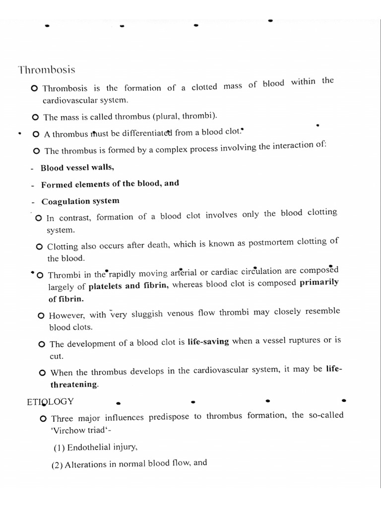 Thrombosis and Postmortem Clots | PDF