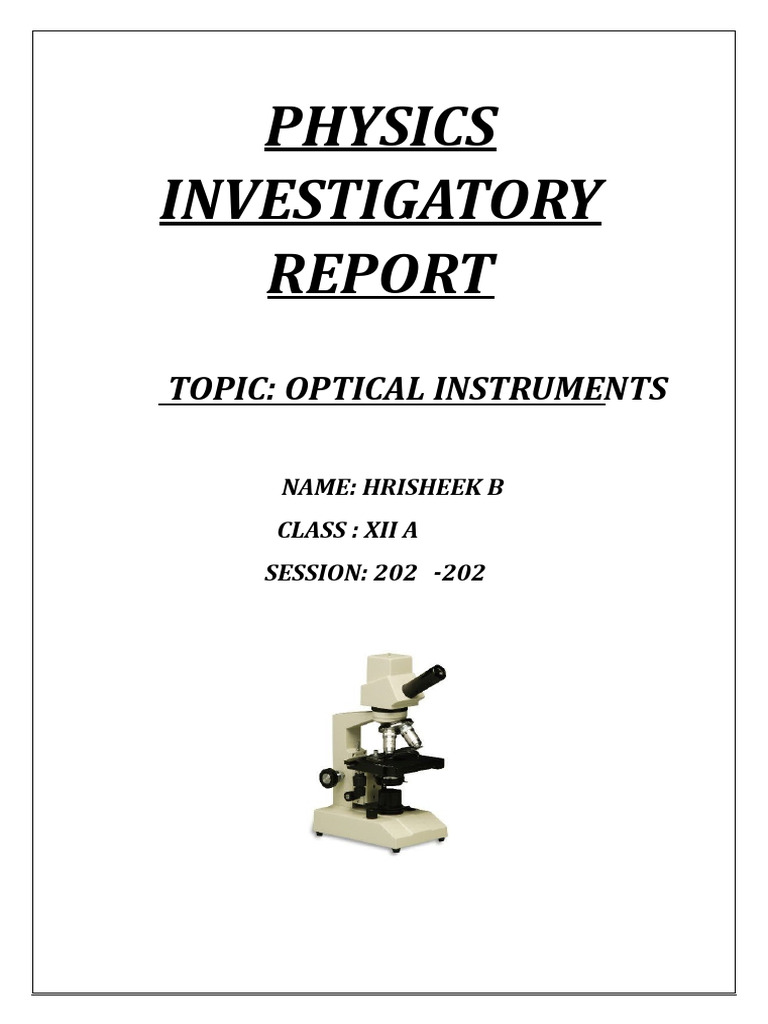 Optical Instruments Investigatory Report | PDF | Eye | Electromagnetic ...