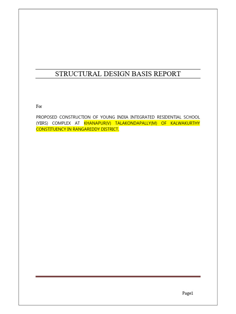 Yiirs at Kalwakurthy - Structural DBR | PDF | Concrete | Beam (Structure)