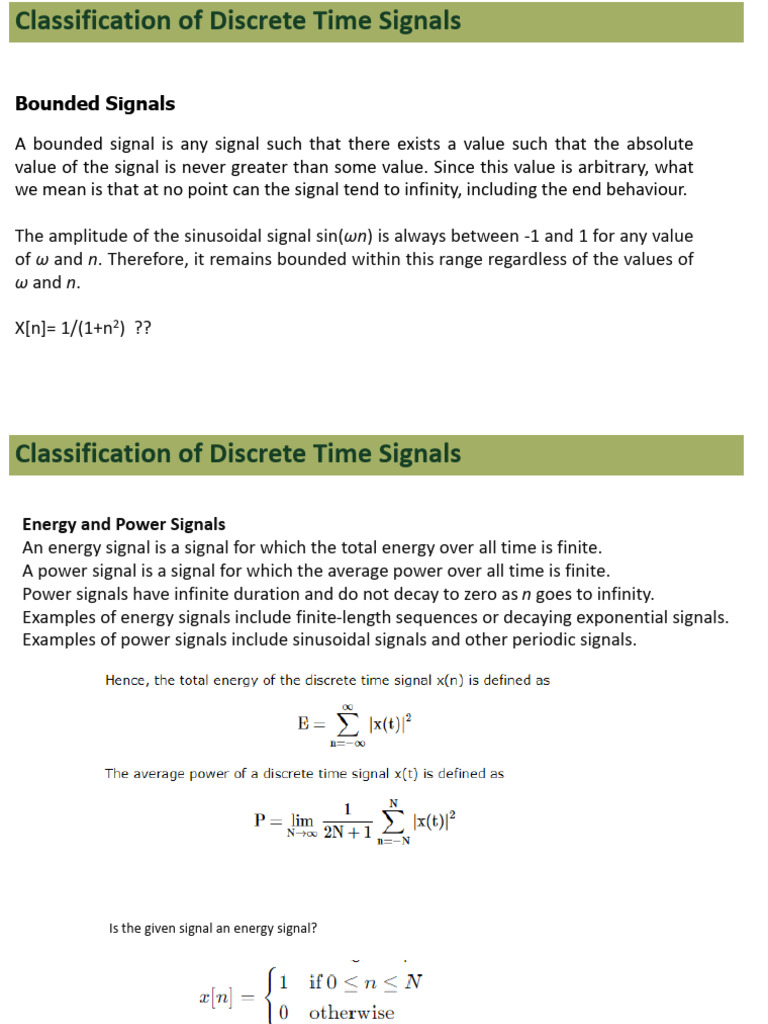 Understanding Bounded and Discrete Signals | PDF | Discrete Time And ...