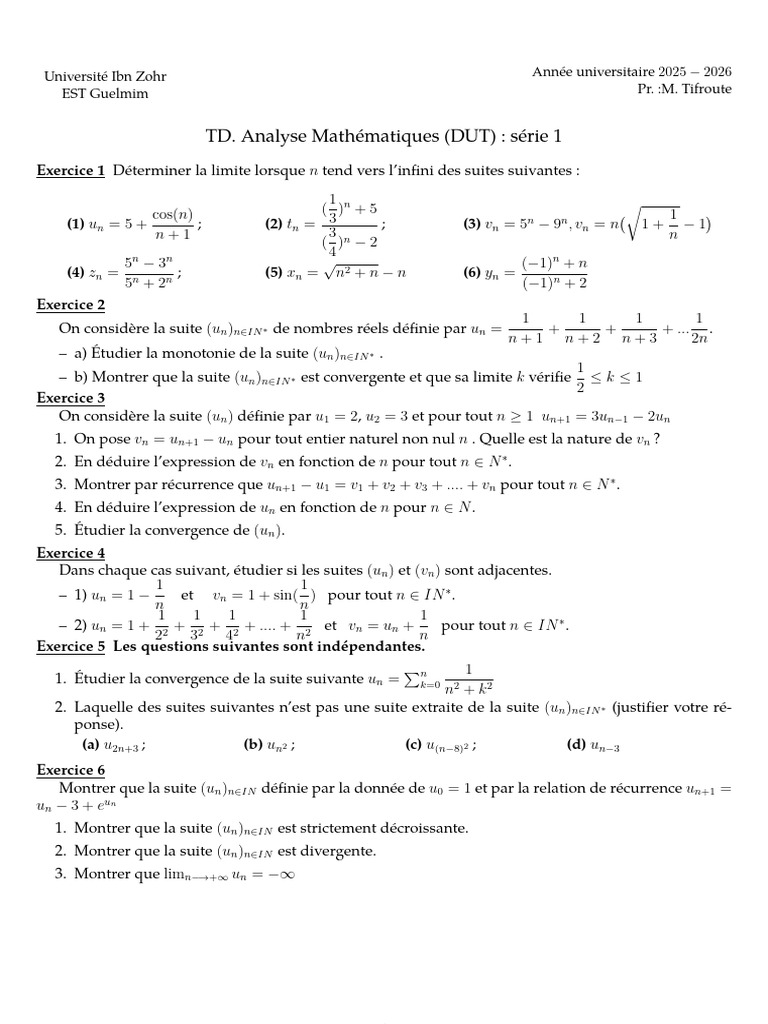 Corrigé de l'exercice d'analyse mathématique | PDF | Analyse complexe ...