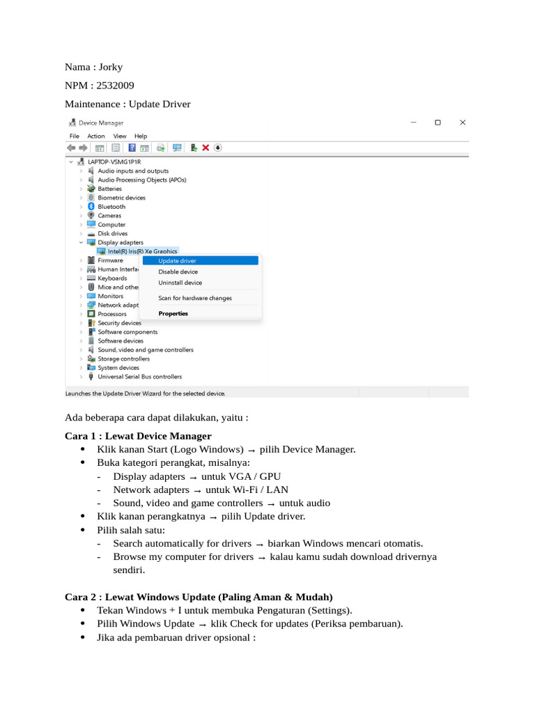 Cara Update Driver di Windows 10 | PDF