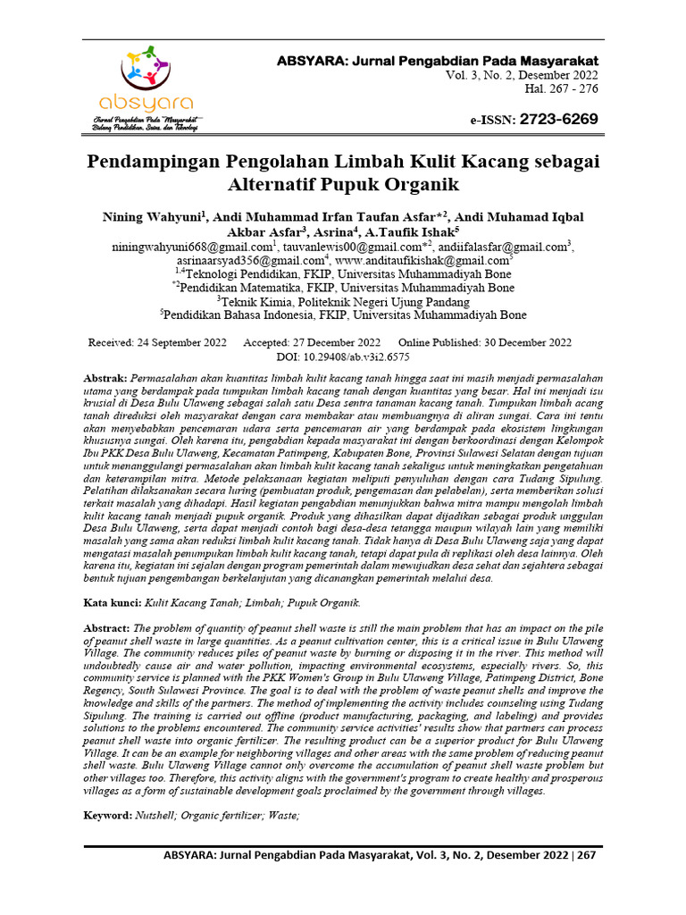 Pengolahan Limbah Kulit Kacang Menjadi Pupuk | PDF