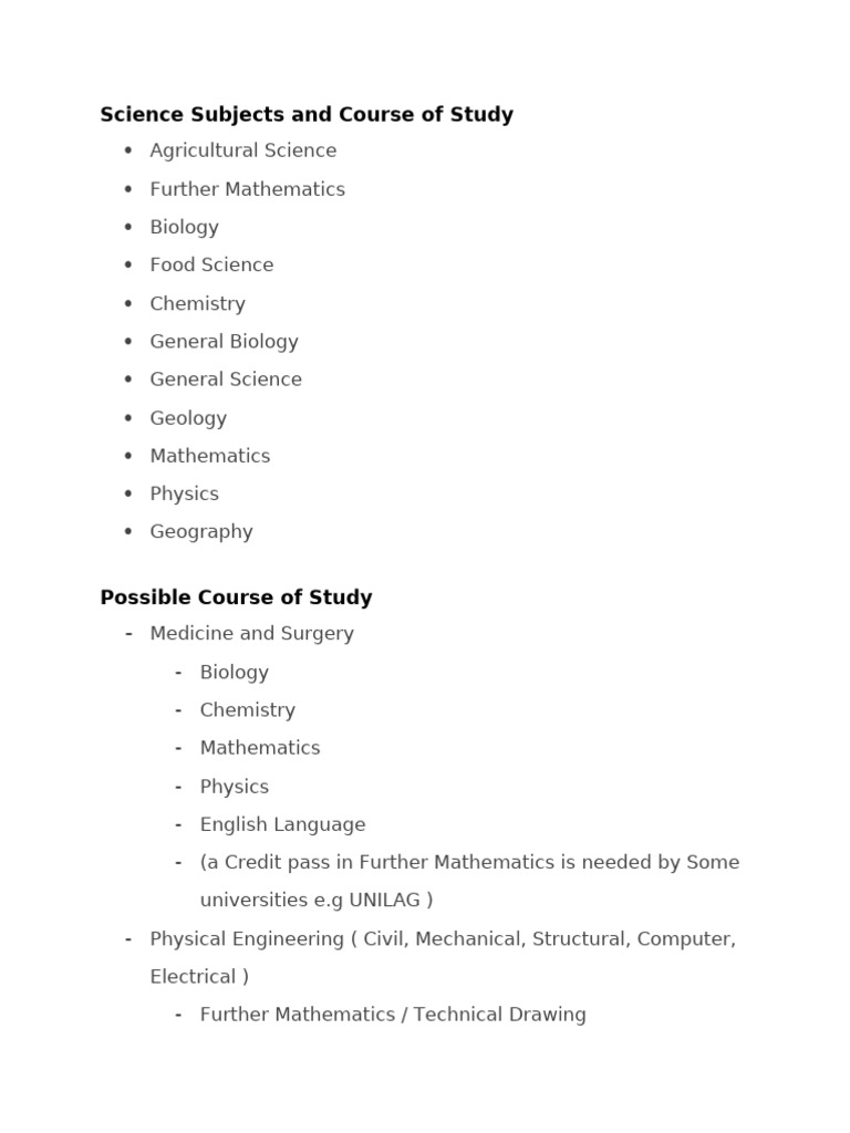 Science and Arts Course Combinations | PDF