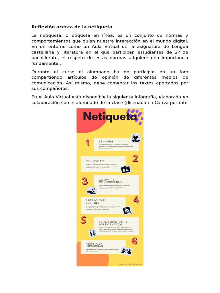 Importancia de la Netiqueta en Aula Virtual | PDF | Salón de clases ...