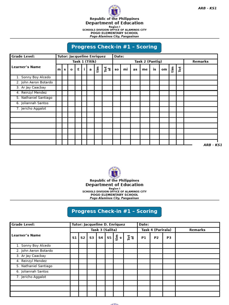 Grade 6 Progress Check-in Sheet | PDF | Chess Theory | Chess