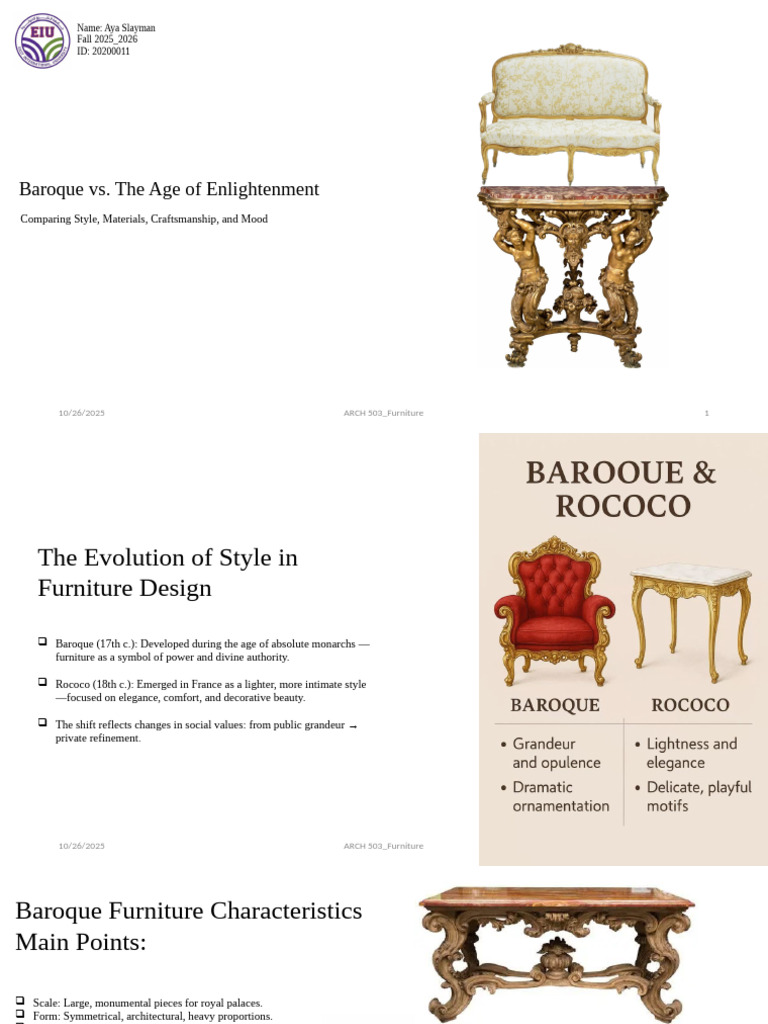 Baroque vs. Rococo Furniture Styles | PDF | Furniture | Baroque