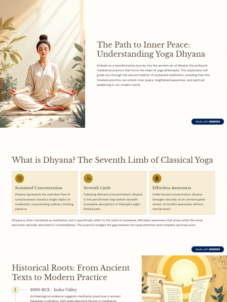 The Path To Inner Peace Understanding Yoga Dhyana | PDF | Yoga | Meditation