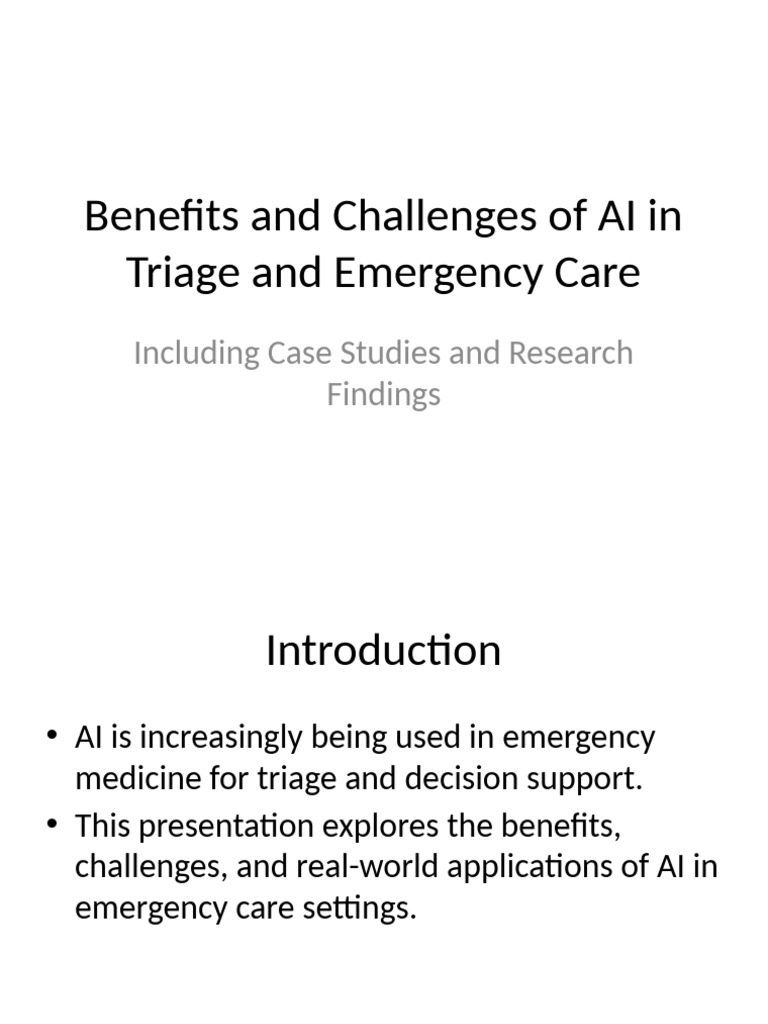 AI Triage Emergency Care Benefits Challenges | PDF