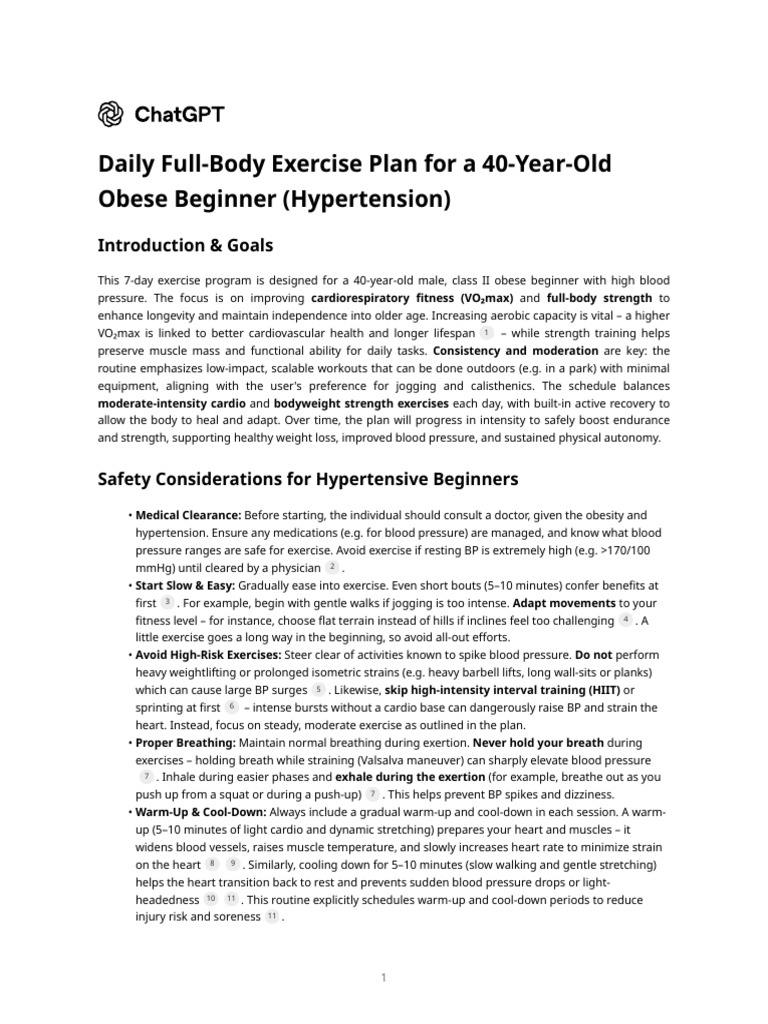 7-Day Exercise Plan for Obese Beginners | PDF | Aerobic Exercise ...