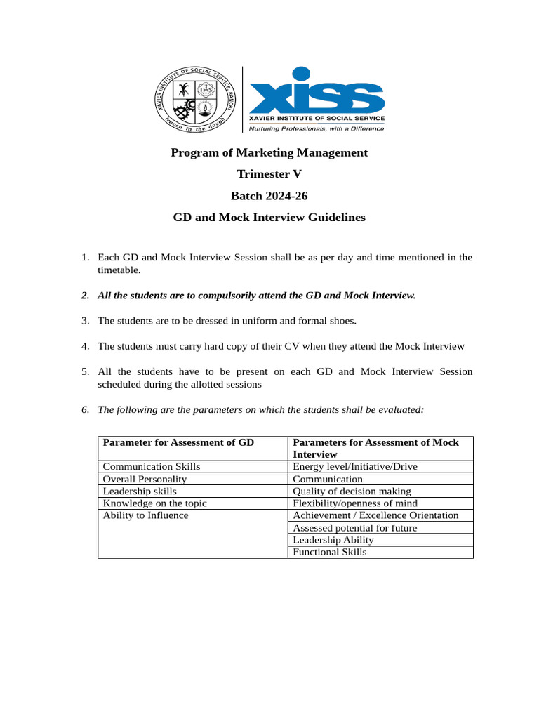 GD and MocK Interview Guidelines 23-25 (2) (1) | PDF