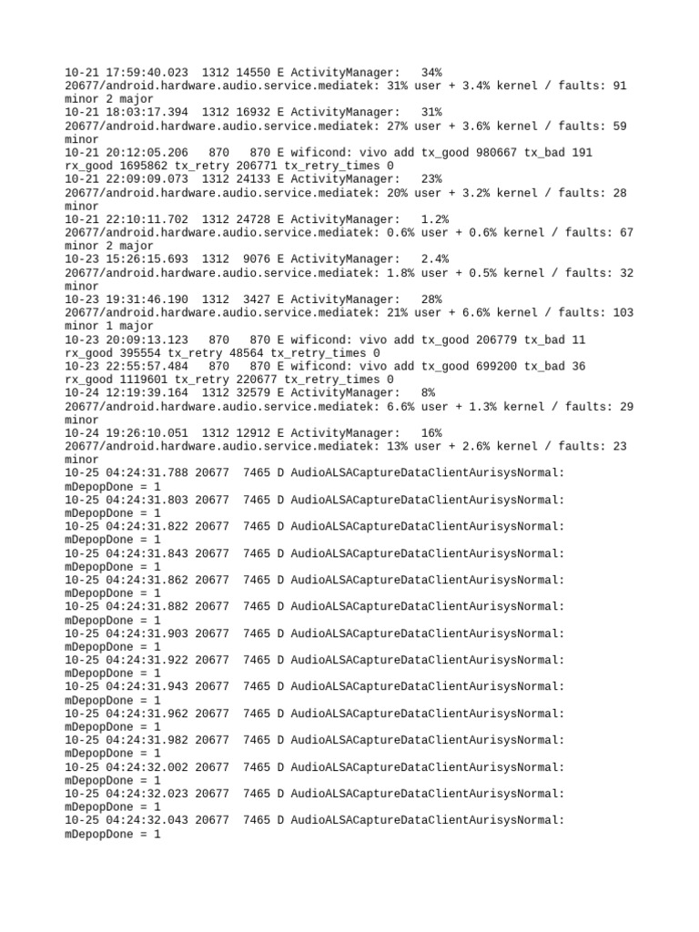 Audio Service Performance Logs | PDF | Computer Architecture | Computing