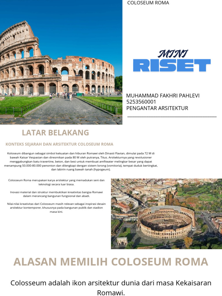 Kreativitas Arsitektur Colosseum Roma | PDF