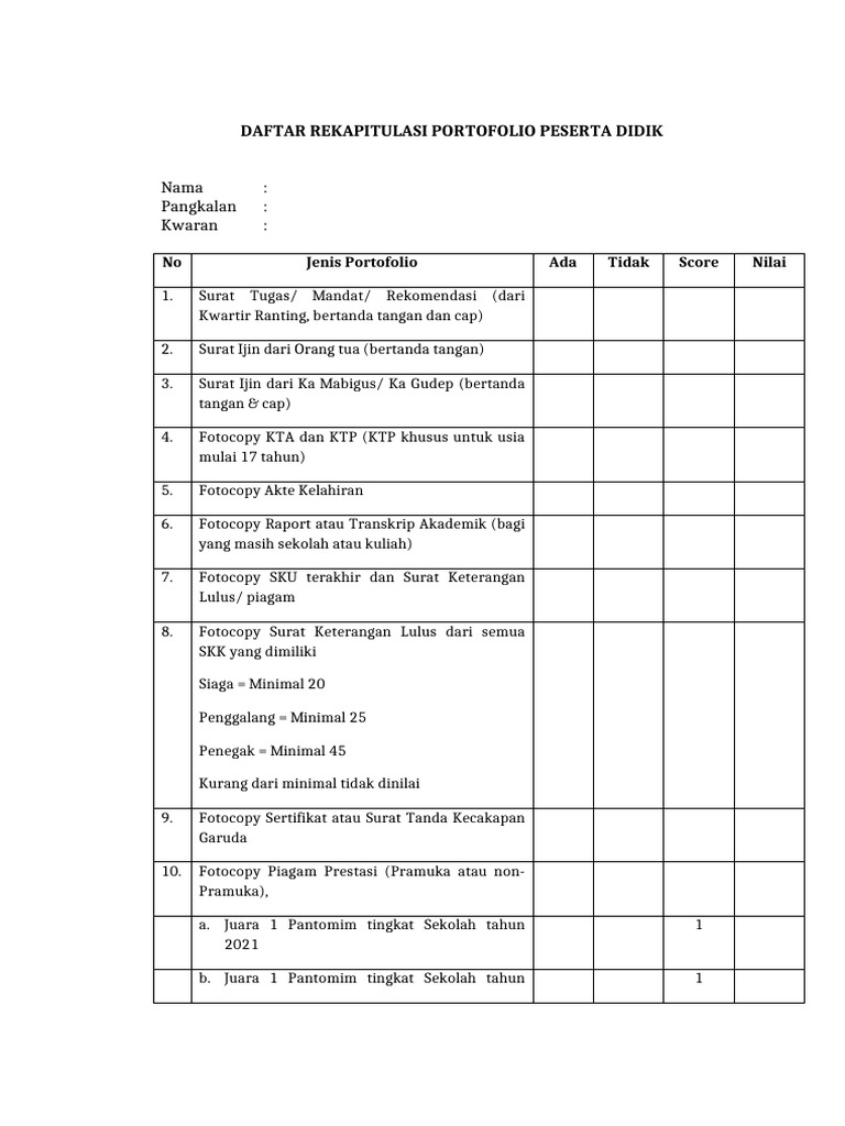 Daftar Rekapitulasi | PDF