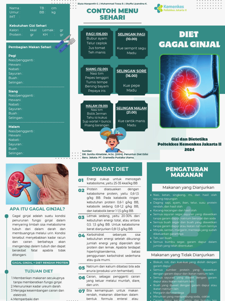Menu Diet Sehari untuk Gagal Ginjal | PDF