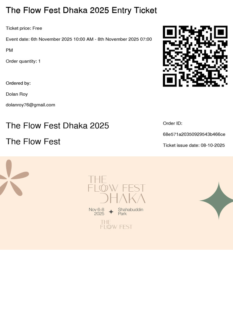 Free Entry Ticket for Flow Fest Dhaka 2025 | PDF