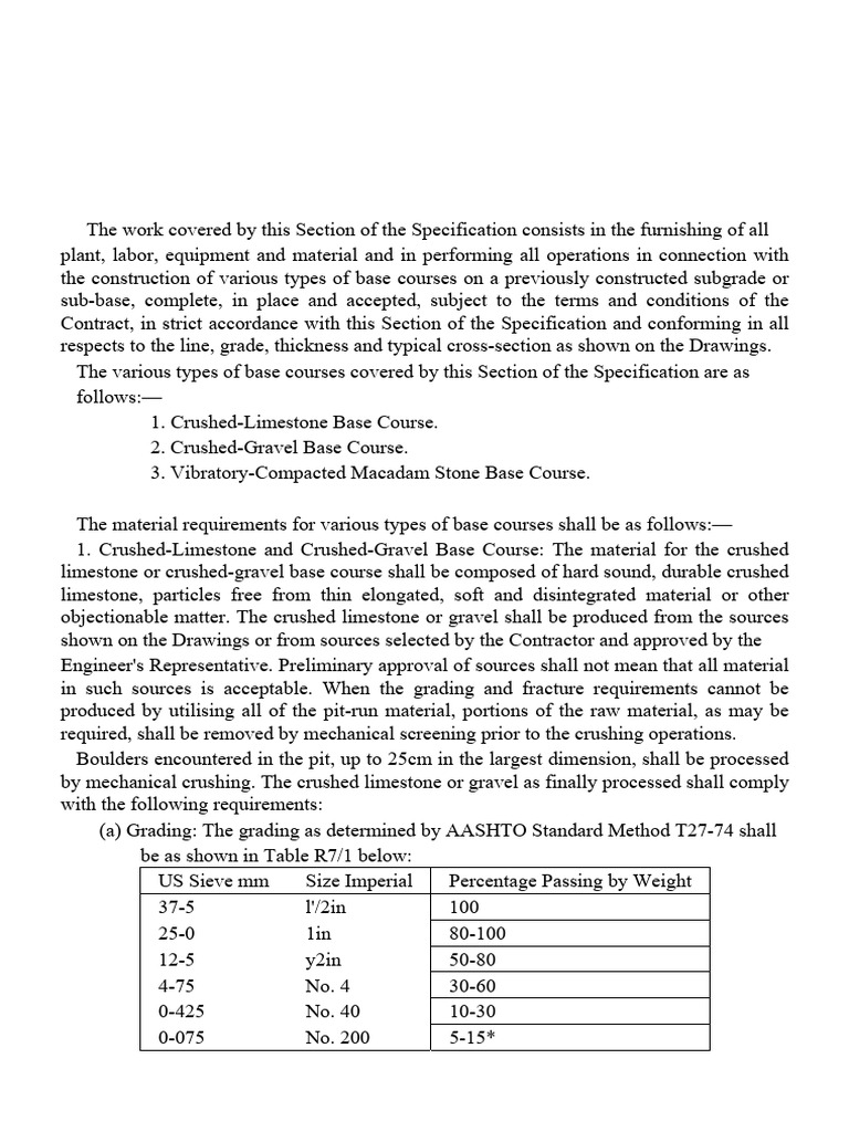 Base Course Specifications and Requirements | PDF | Construction ...