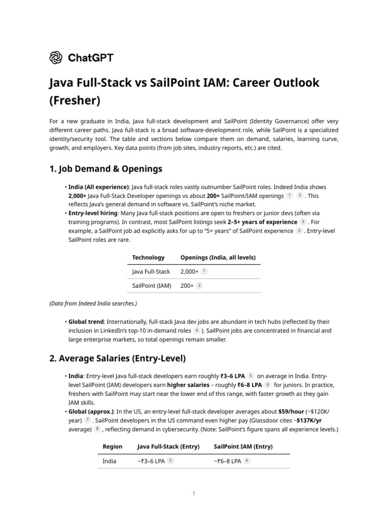 Java Full-Stack vs SailPoint IAM Careers | PDF | Computing