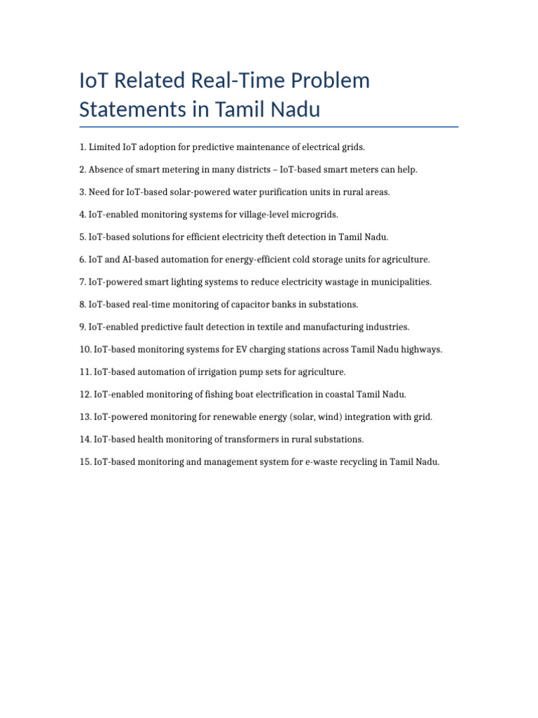 IoT Challenges and Solutions in Tamil Nadu | PDF