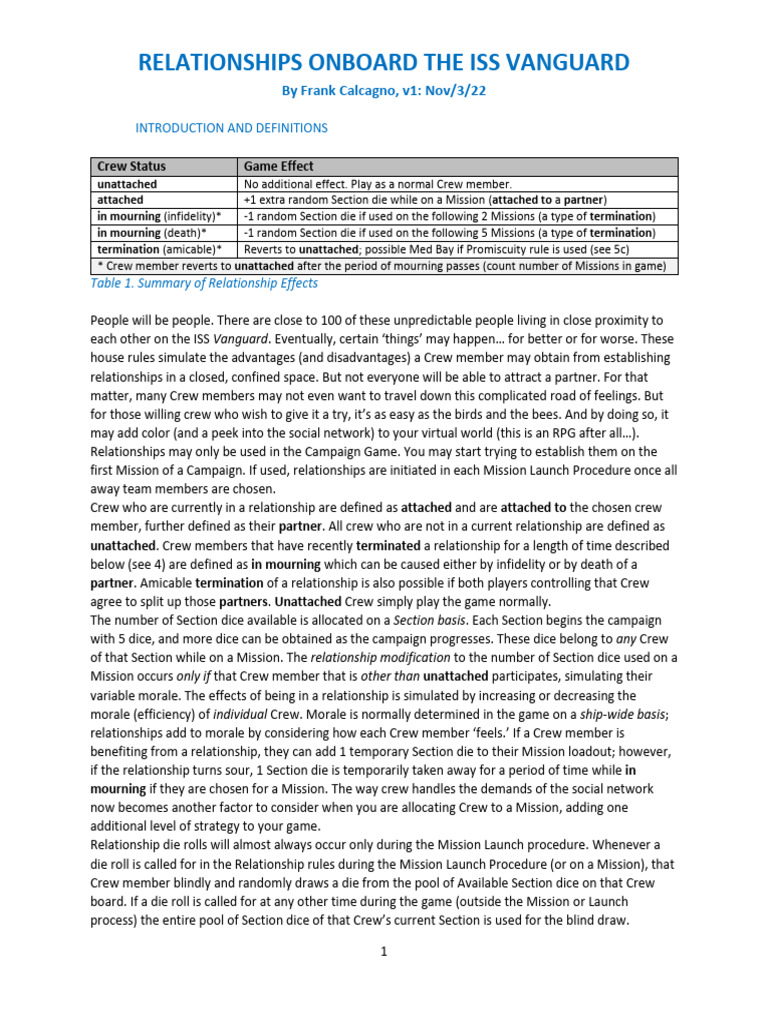 ISS Vanguard Crew Relationship Rules | PDF | Infidelity