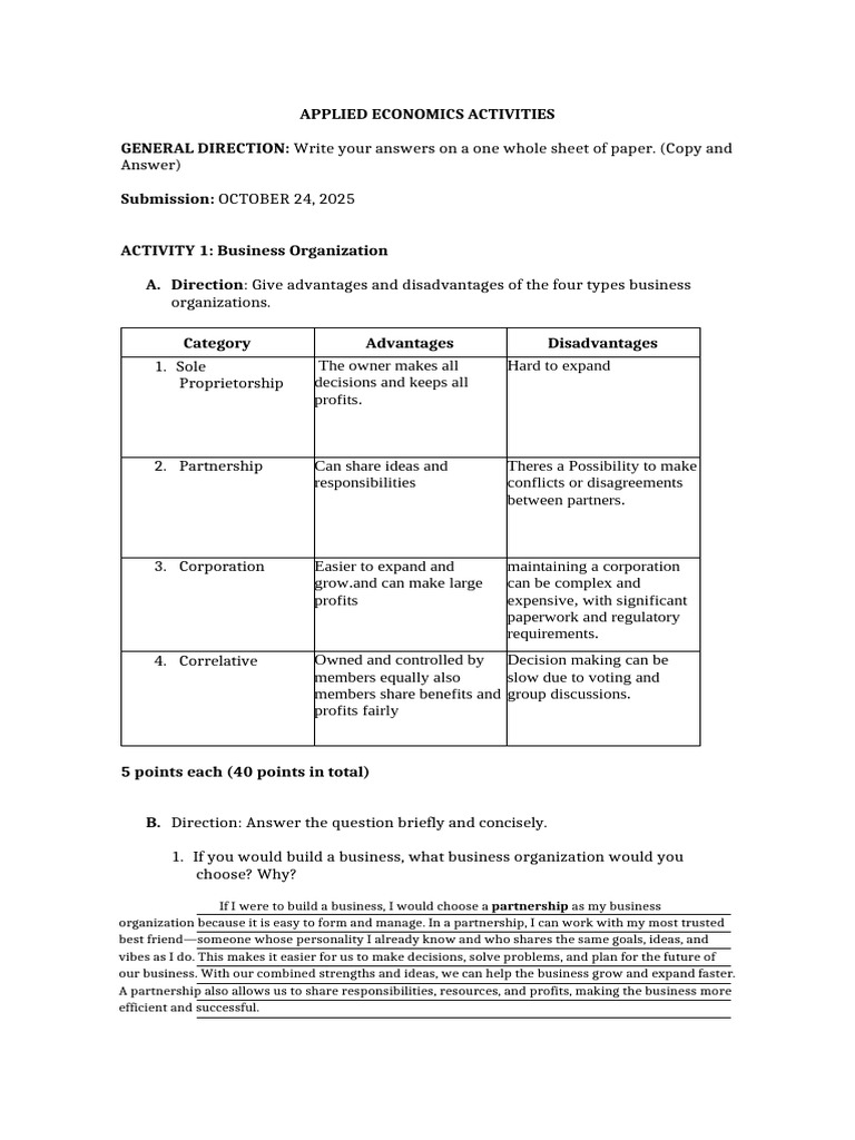 Applied Economics Activities Overview | PDF | Swot Analysis | Behavior