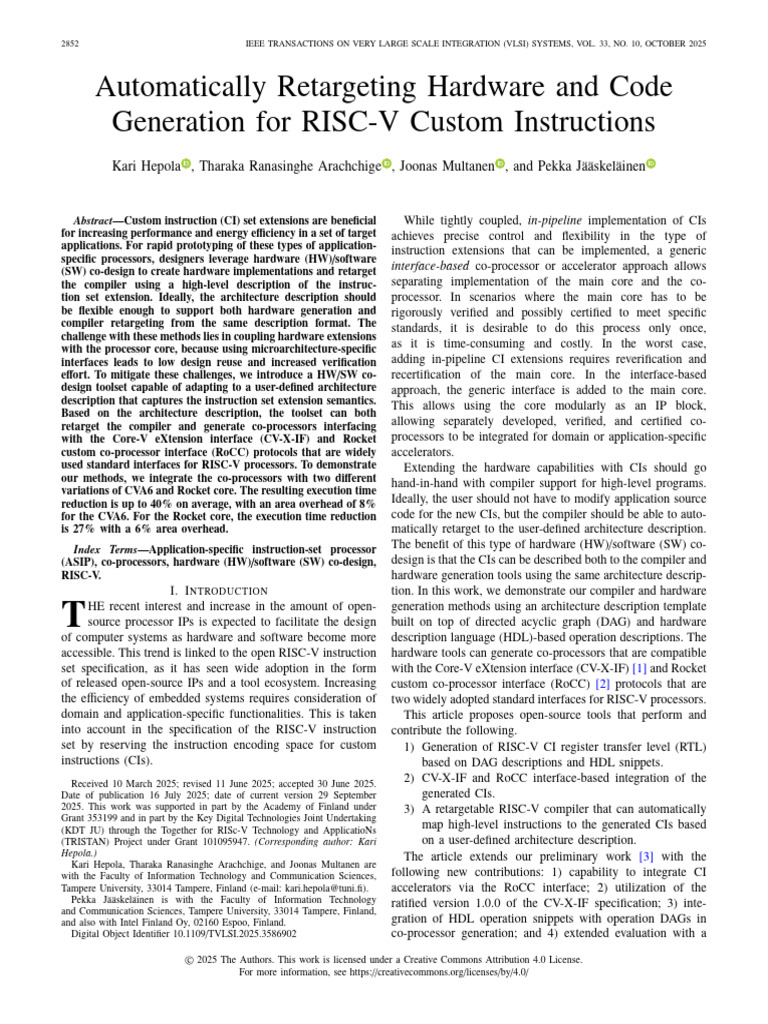 Automatically Retargeting Hardware and Code Generation For RISC-V ...