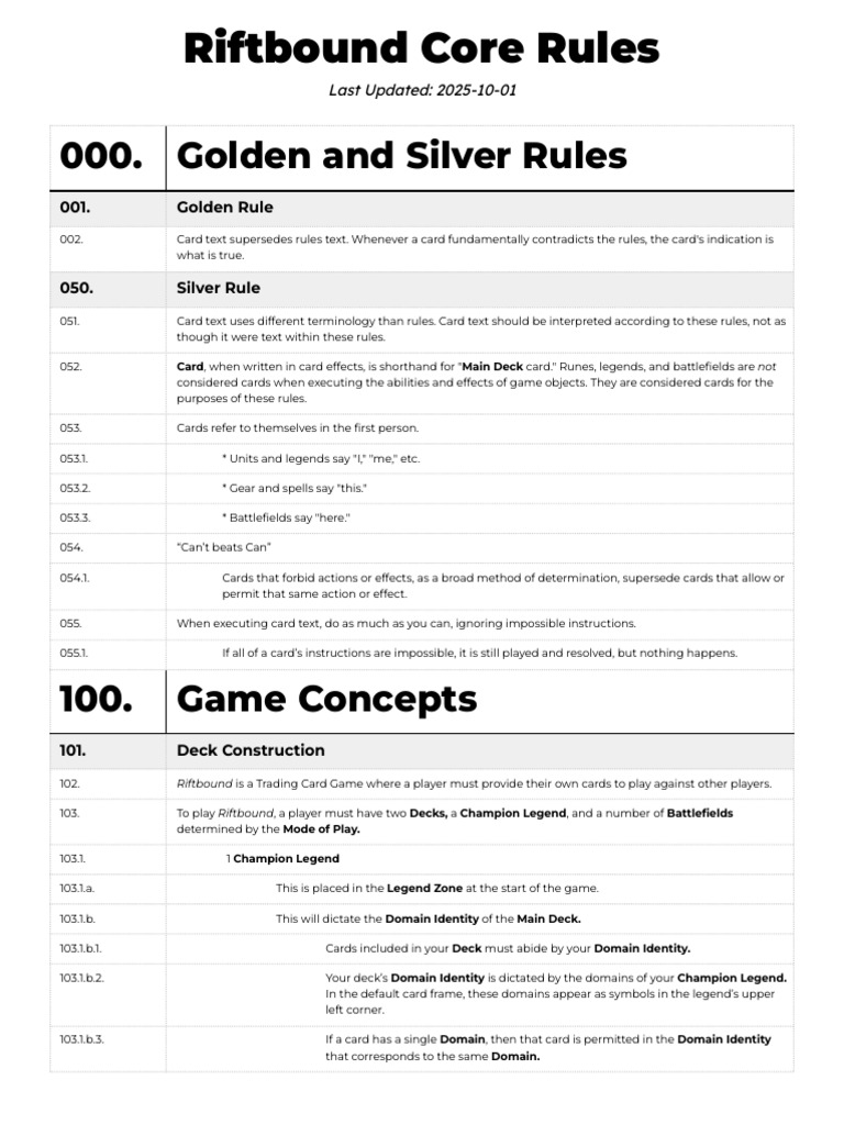 Riftbound TCG Core Rules V1.1 | PDF | Playing Cards