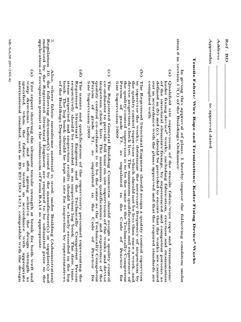 Guidelines for Tensile Fabric Approval | PDF | Regulatory Compliance ...
