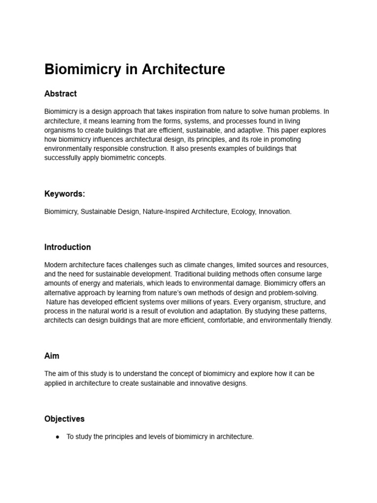 Biomimicry in Sustainable Architecture | PDF | Sustainability | Nature