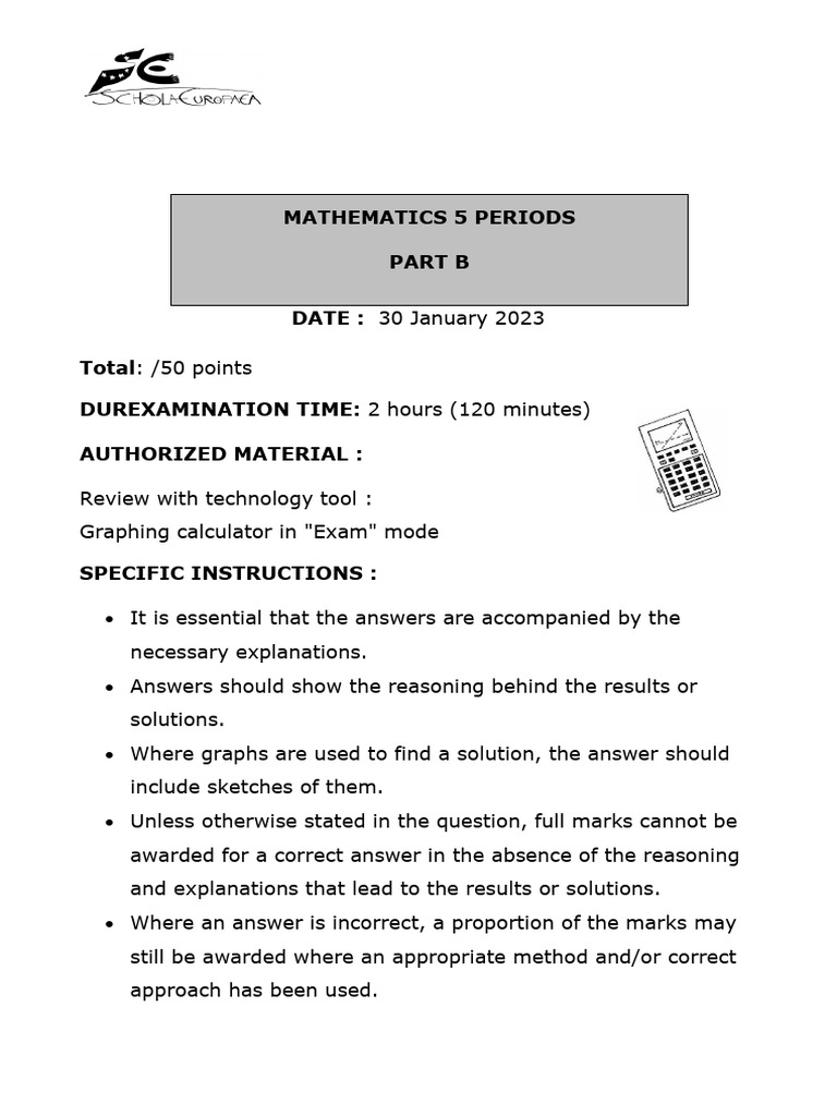 EEB4 Pre-BAC Math Exam January 2023 | PDF | Line (Geometry) | Equations