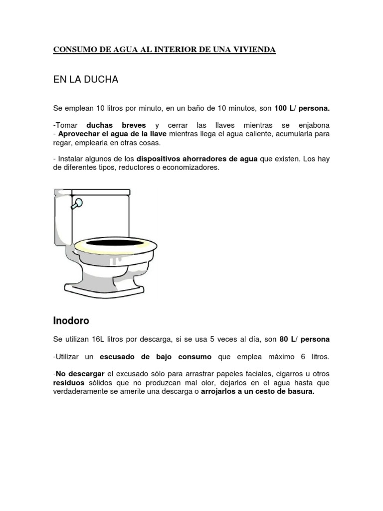 Consumo de Agua en el Hogar | PDF | Agua | Residuos