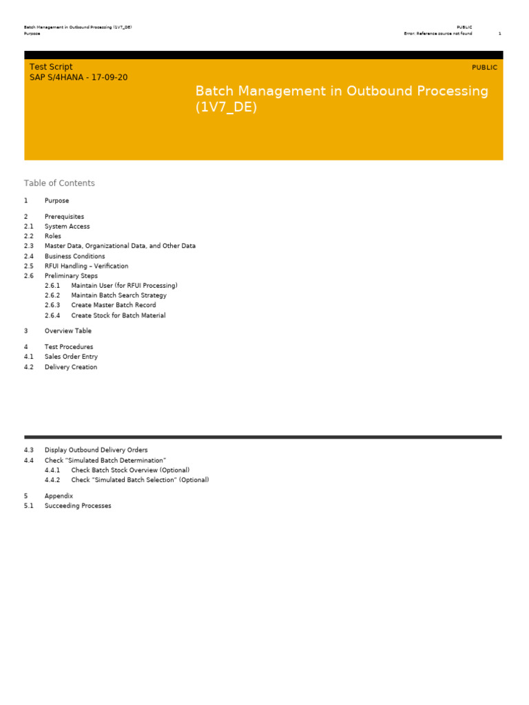Batch Management in Outbound Processing | PDF | Warehouse