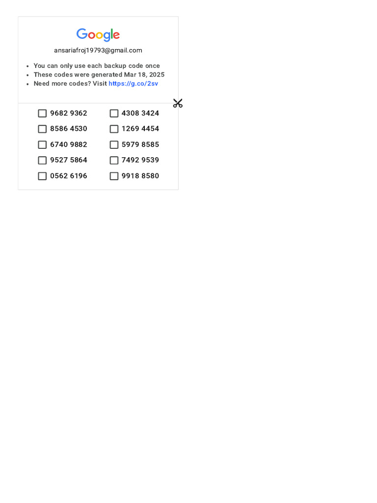 Backup Codes for Two-Step Verification | PDF