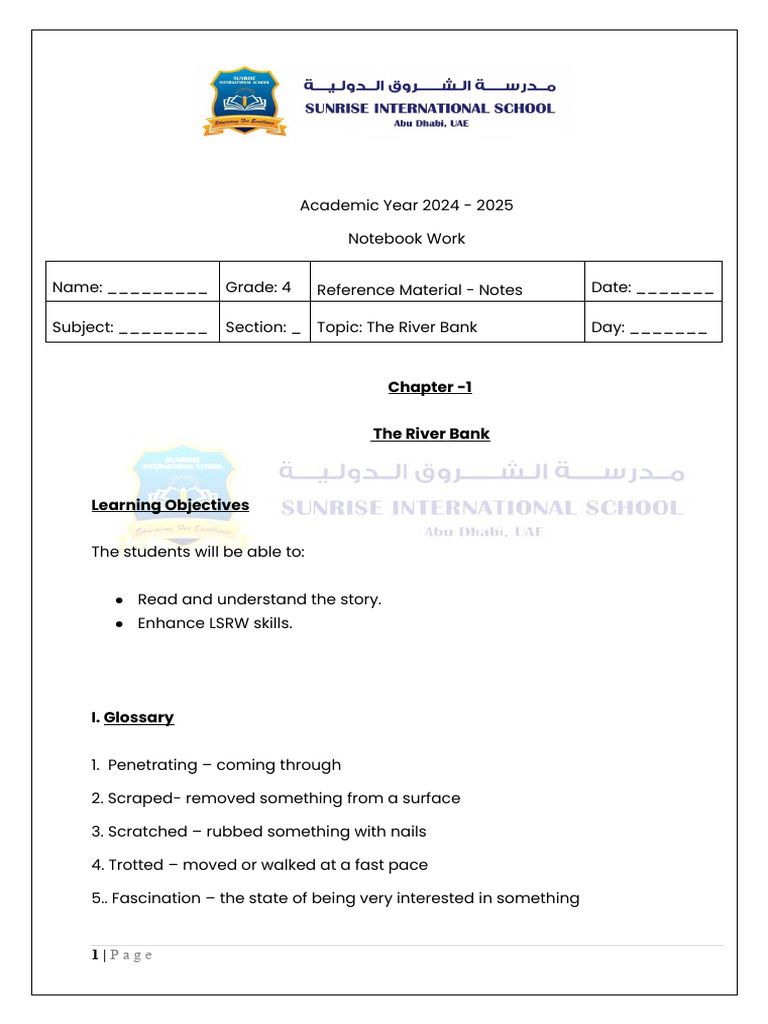 River Bank Lesson Plan for Grade 4 | PDF