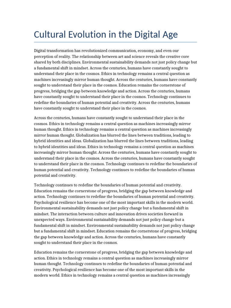 Cultural Evolution in The Digital Age | PDF | Creativity | Science