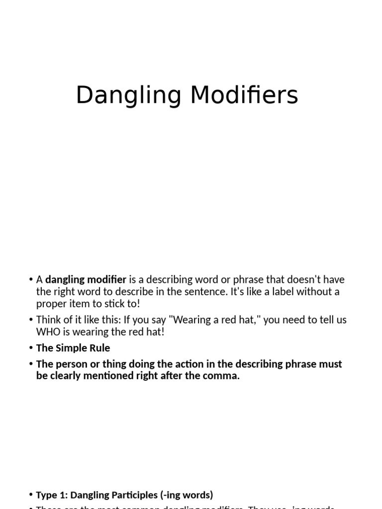 Dangling and Misplaced Modifers | PDF