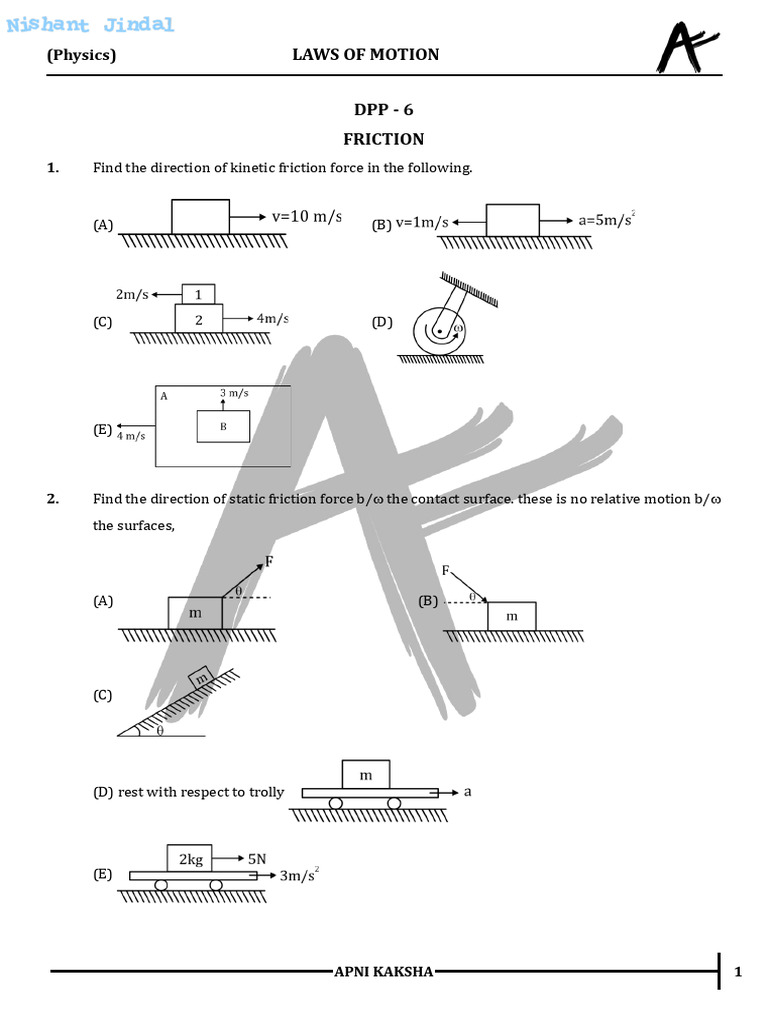 Laws of Motion: Friction Problems | PDF | Friction | Force