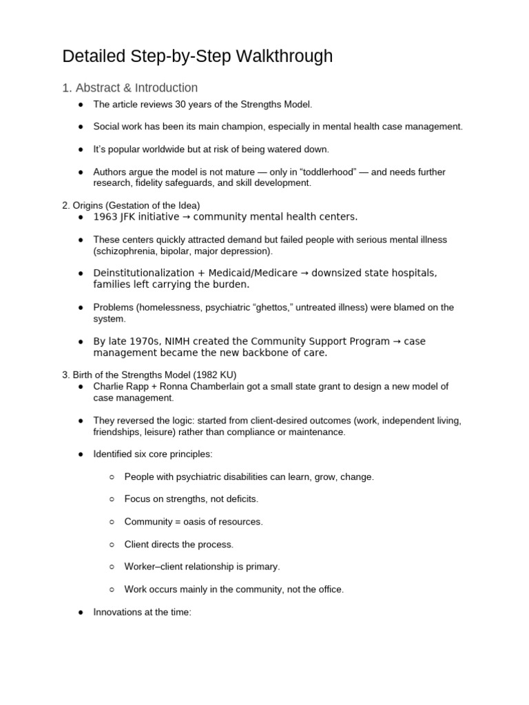 Strengths Model: Progress and Challenges | PDF | Mental Health | Mental ...