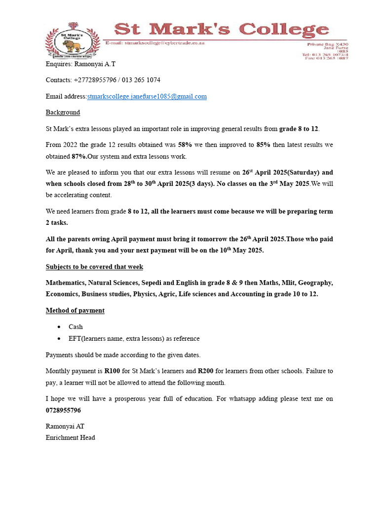 Enrichment Letter | PDF